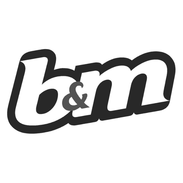 Logo for B&M, where Amy's recipe for Irn Bru cupcakes has been shared.