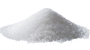 A small heap of caster sugar crystals.